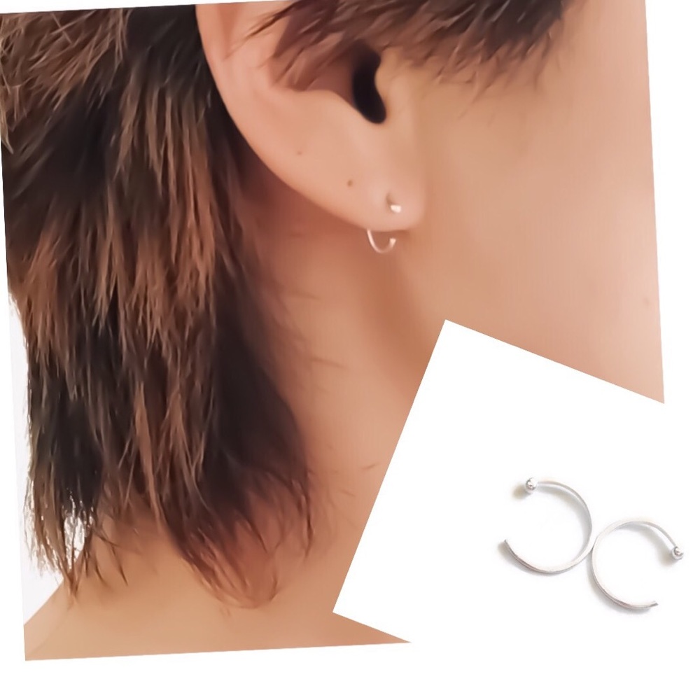 3 x 925 sterling silver ball end hug hoop earrings